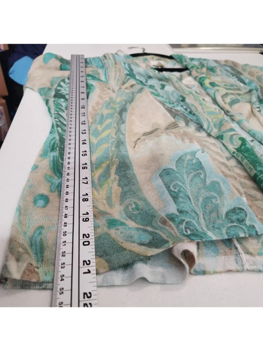 Chicos Cardigan Womens Size 0 Small Abstract Paisley Beige Green